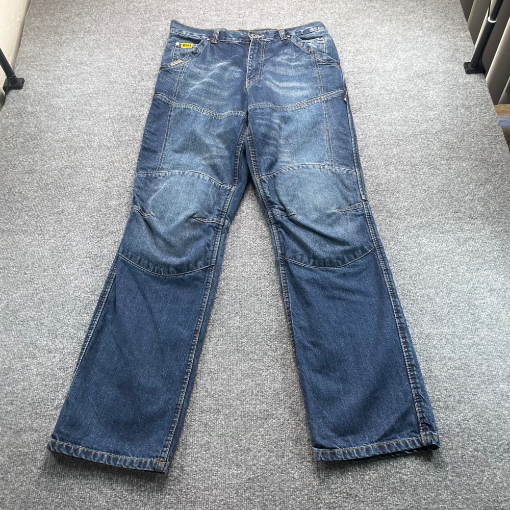Bilt Iron Workers Motorcycle Jeans Mens 32 Blue Padded Knee Riding Denim Pants